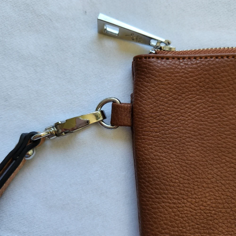 Vegan Wristlet Jenna Kator Brown Tan Saugatuck Small Bag Purse Floral Flowers - Picture 4 of 13